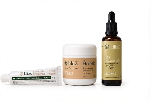 KIT LILIOZ REGENERADOR - (ÓLEO CLINIC 50ML,	CREME CLINIC EXTRA FORTE 60GRS E CREME BALM EXTRA FORTE 40GRS