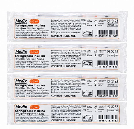 SERINGA 1ML - SEM AGULHA - RESIDUO ZERO - PCT 10 UNIDADES