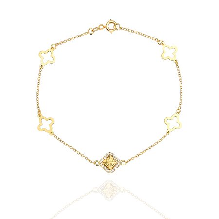 Pulseira trevos ouro  18k