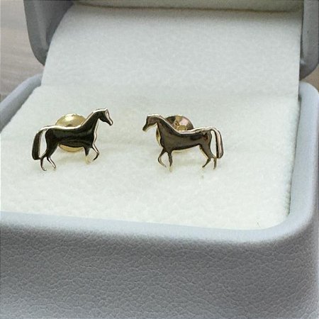 Brinco cavalo ouro 18k