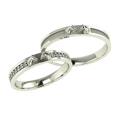 Par de alianças anatômica equestre prata 925