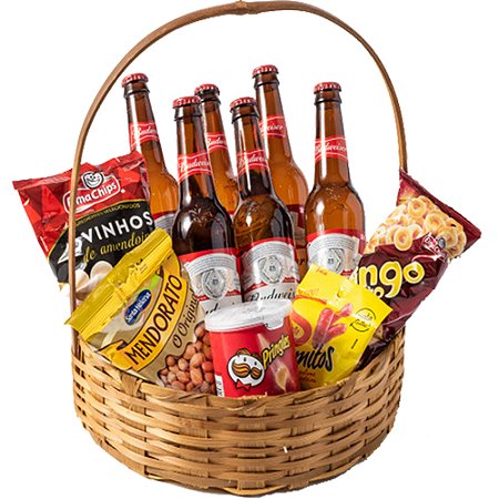 Cesta de Cervejas Budweiser e petiscos