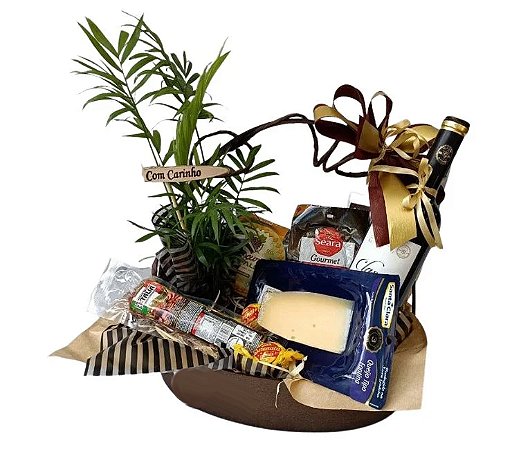 Cesta de queijos vinho salames Carpe Dien