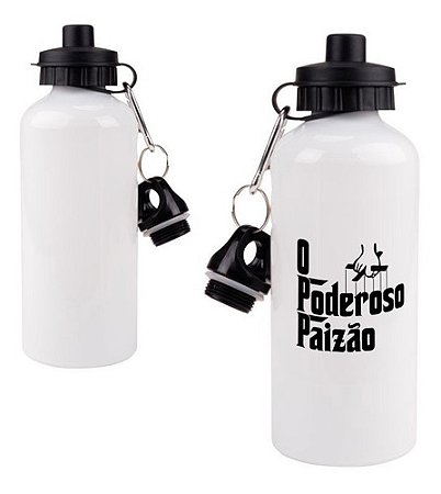 Squeeze de Alumínio Personalizado Branco c/ Mosquetão