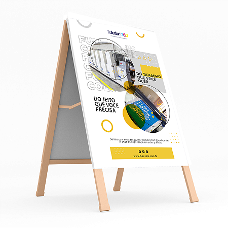 Cavalete de madeira envelopado banner 80x100cm