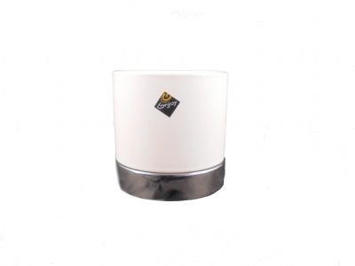 Vaso Redondo 10CM de Cerâmica branco com prato- Enjoy