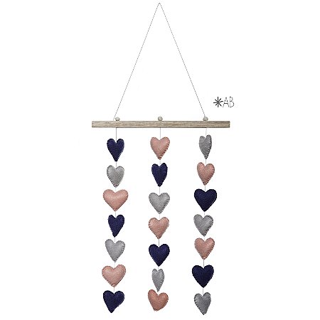 Mobile De Parede Personalizavel Com Coracoes De Feltro Atelie Baoba