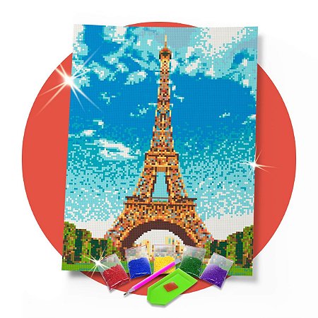 Pintura com Diamantes -  Paris Torre Eiffel 30x42