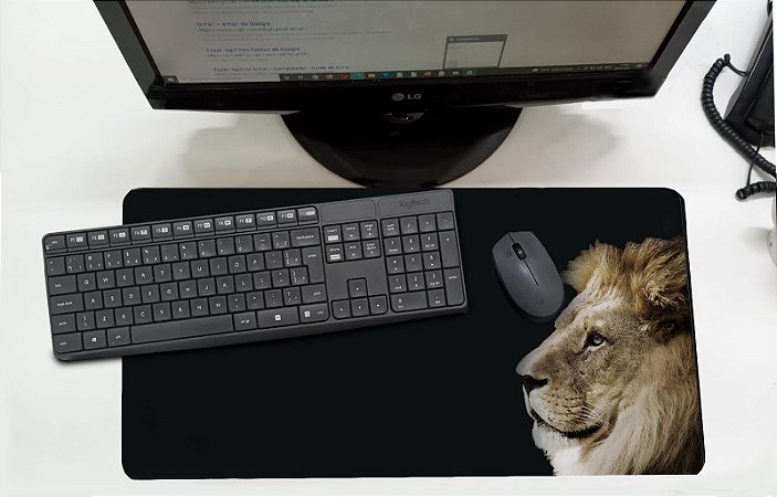 Mouse Pad / Desk Pad Grande 30x70 Linha Pets - Leão Marrom
