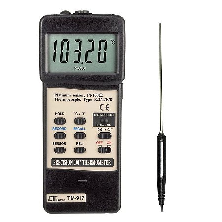 Termômetro Digital Centesimal PT-100 Termopar 1 canal TM-917 Lutron