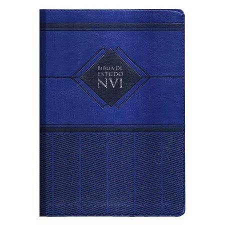 Bíblia De Estudo Nvi, Capa Luxo Azul Tamanho Grande - Nvi