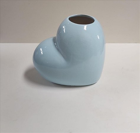 VASO CERAMICA CORAÇÃO AZUL 24X15