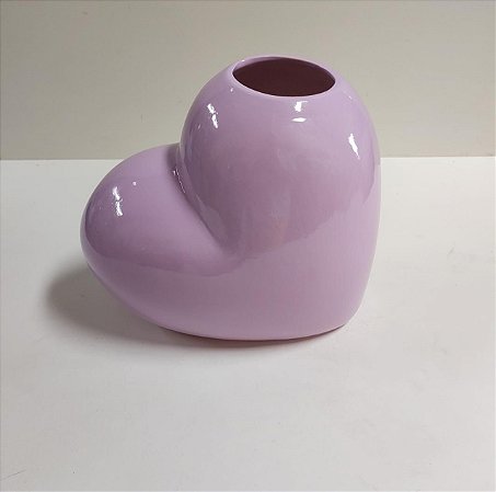 VASO CERAMICA CORAÇÃO ROXO 24X15