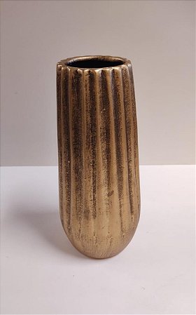 VASO CERAMICA MODERNO DOURADO ENVELHECIDO 21X6,5 CM