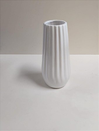 VASO CERAMICA MODERNO GRANDE BRANCO 22X6,5