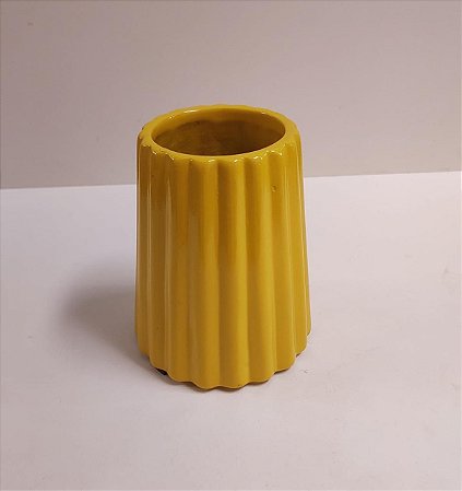 VASO CERAMICA MODERNO PEQUENO AMARELO 12X8