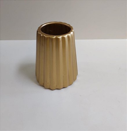 VASO CERAMICA MODERNO PEQUENO OURO 12X8