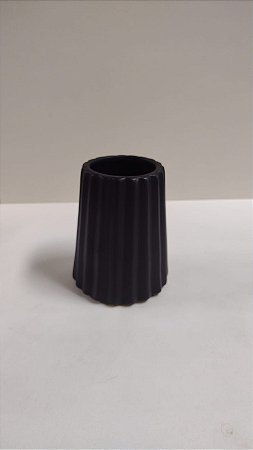 VASO CERAMICA MODERNO PEQUENO PRETO FOSCO 12X8