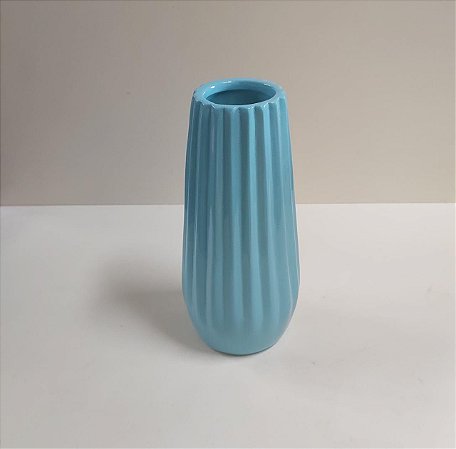 VASO CERAMICA MODERNO GRANDE AZUL 21X6 CM