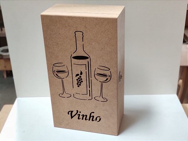CX VINHO/ 2 TAÇAS DOBRA VASADA LASER 39X22X13 CM
