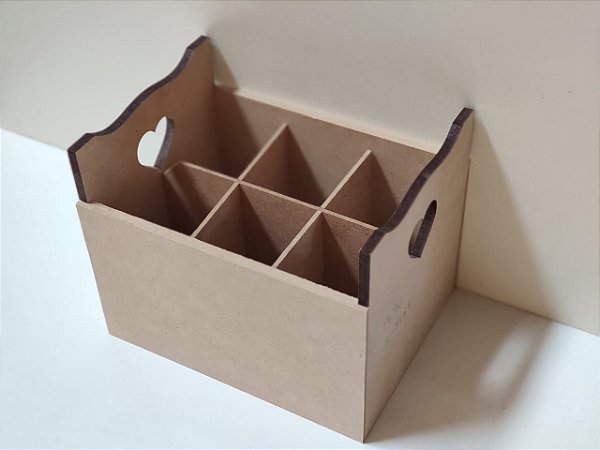 CESTO 6 DIV CORAÇÃO LASER 18X14X10