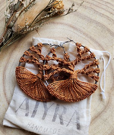 Argola Árvore da Vida Caramelo prata
