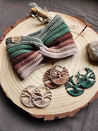 Kit Turbante Árvore da vida + Argola Árvore da vida