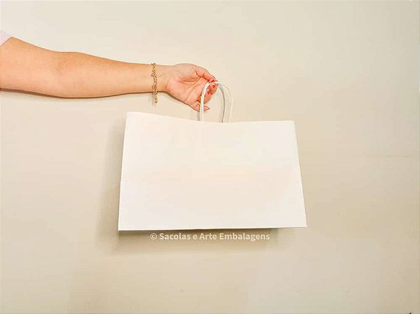 Sacola de Papel Branca Lisa 35x18x22