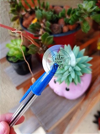Adesivo Transparente Feito com Amor Com Borda