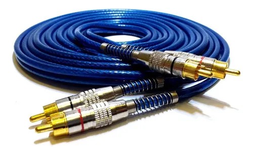 Cabo Rca 5 Metros - Prime Plug Metal Azul - Tech One.