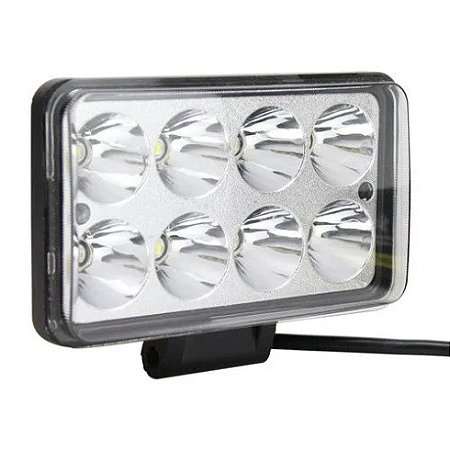 Barra De Led Retangular 8 Leds - 24W - Farol Auxiliar Importada.