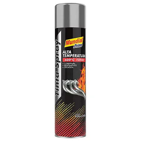 Tinta Spray Alta Temperatura - Alumínio - Mundial Prime.