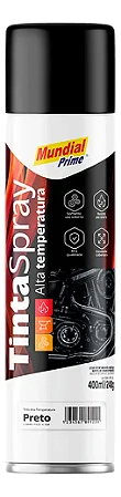 Tinta Spray Alta Temperatura - Preto Fosco - Mundial Prime.