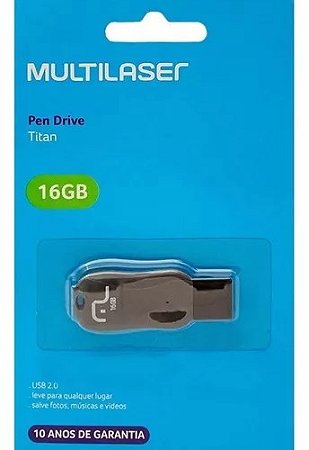 Pen Drive Multilaser Titan Preto - 16 GB.