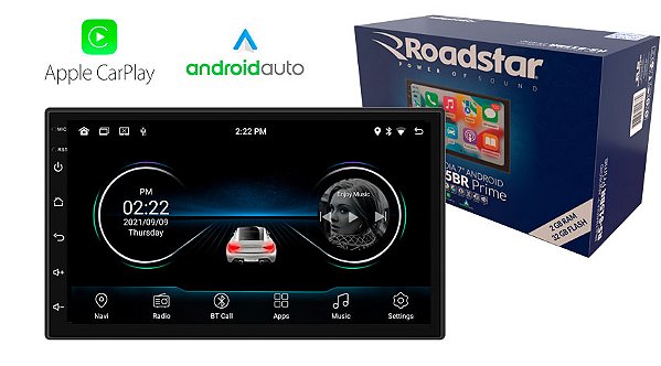 Multimídia Roadstar RS-815BR - Android E Carplay - 2GB Ram.
