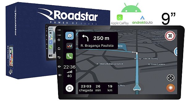 Multimídia Android Roadstar RS-915 BR Prime - 9 Polegadas.