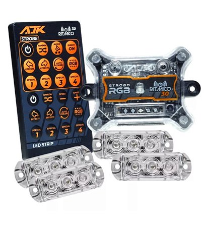 Kit Strobo Ajk Rítmico 3.0 com 4 faróis - Controle - 6w.