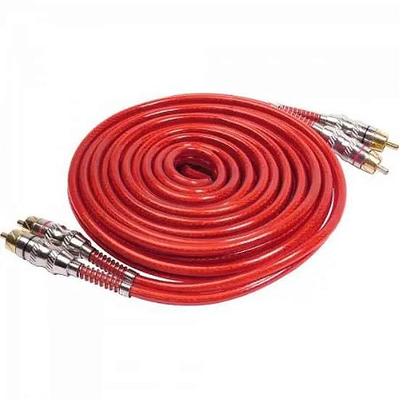 Cabo 2x2 Rca 5 Metros - Profissional Plug Metal Vermelho - Storm Tech.