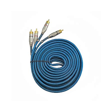 Cabo 2x2 Rca 5 Metros - Profissional Plug Metal Azul - Storm Tech.