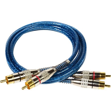 Cabo Rca 2x2  1 Metro - Profissional Plug - Metal Azul - Storm Tech.