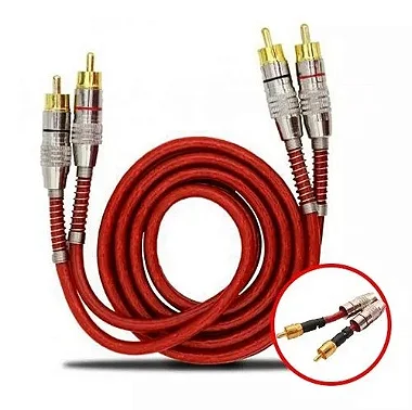 Cabo Rca 2x2  1 Metro - Profissional Plug - Metal Vermelho - Storm Tech.