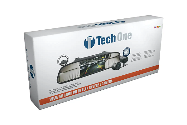 Kit Retrovisor com Câmera de Ré Flex 2X1 - Tech One.