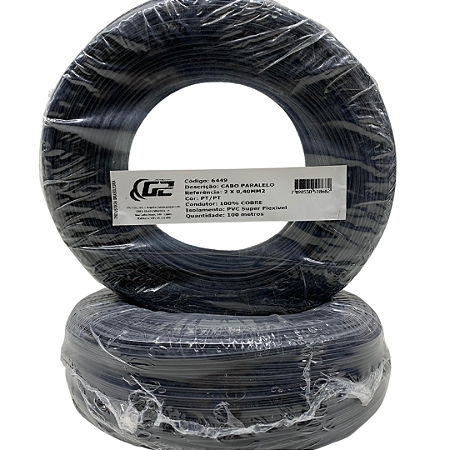 Cabo Paralelo G2 - 2x0,40MM - Preto - 100 Metros.