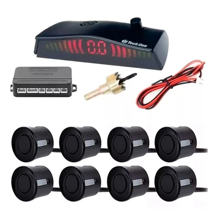 Sensor De Estacionamento 8 Pontos Standard Preto Brilhante Tech One