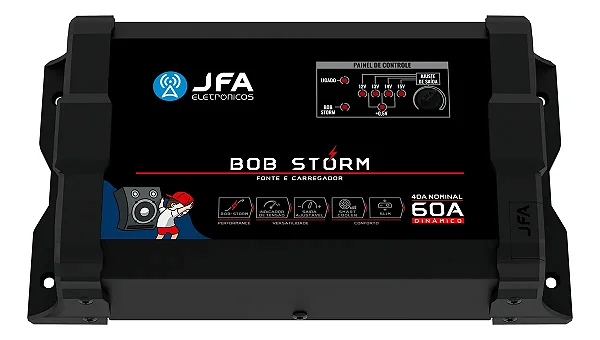 Fonte e Carregador JFA 60A Bob Storm - Bivolt Automático.