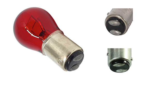 Lâmpada 2 Polos P21/4W 12V Pino Desencontrado Luxled - Vermelha - Com 10 Unidades