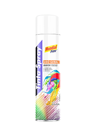 Tinta Spray Uso Geral Branco Semi Brilho - 400 ML - Mundial Prime.