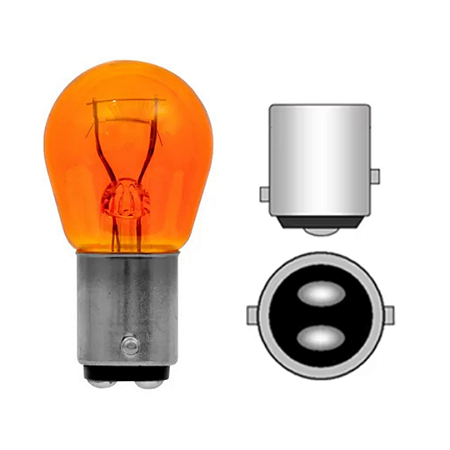 Lâmpada 2 Polos P21/5W 12V Pino Desencontrado Luxled - Âmbar - Com 10 Unidades.