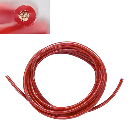 Cabo De Bateria Technoise - Nac - 9,00MM - Vermelho - 5 Metros.