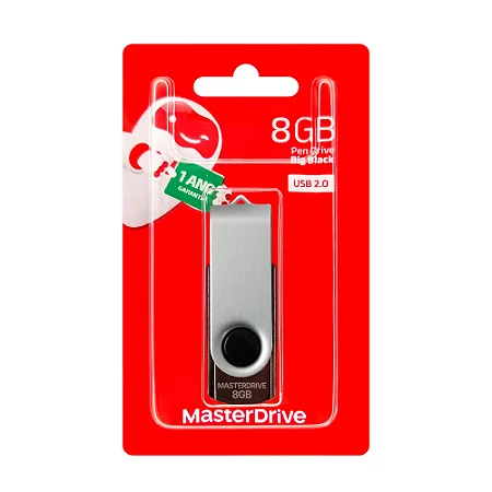 Pendrive 8GB Big Black USB 2.0 - MasterDrive.